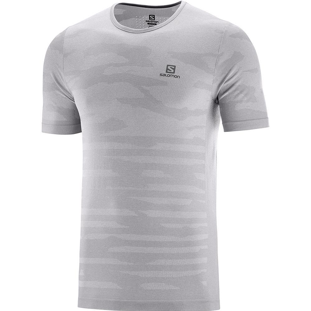 SALOMON XA CAMO M Philippines - Men's Tee Shirt - Grey | 145960-HNX